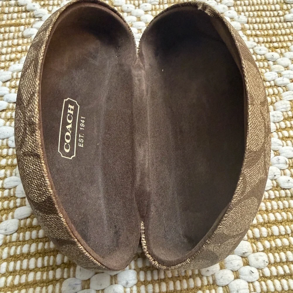 Coach Eyeglass Sunglasses Case Classic Logo Monogram Hard Clamshell Brown